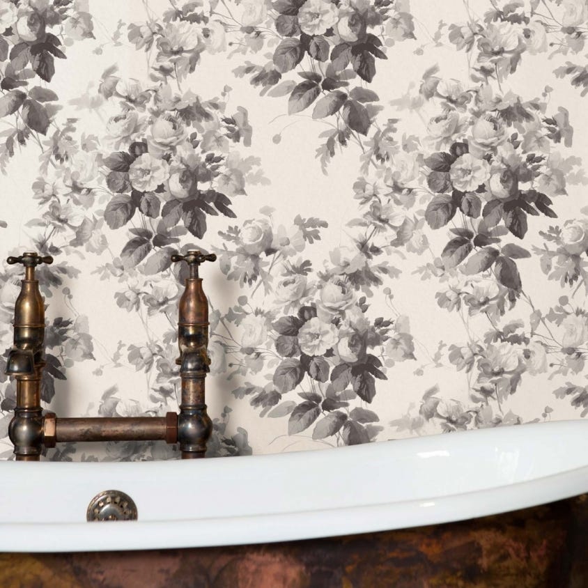 LONDON ROSE Wallpaper - Gray - House of Hackney