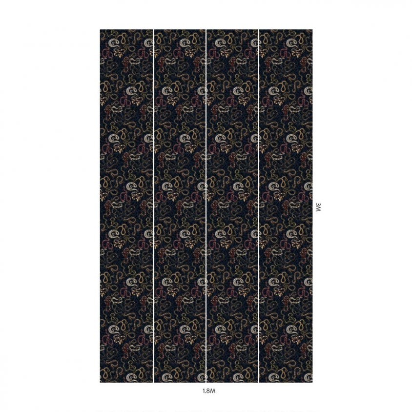 SNAKES AND ADDERS Wallpaper - Black - House of Hackney