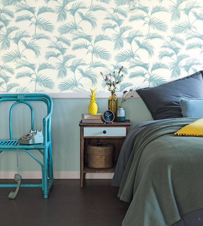 Palmes Room Wallpaper - Teal