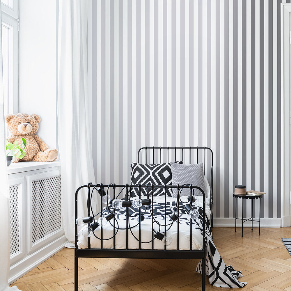 Stripe Nursey Room Wallpaper 2 - Silver