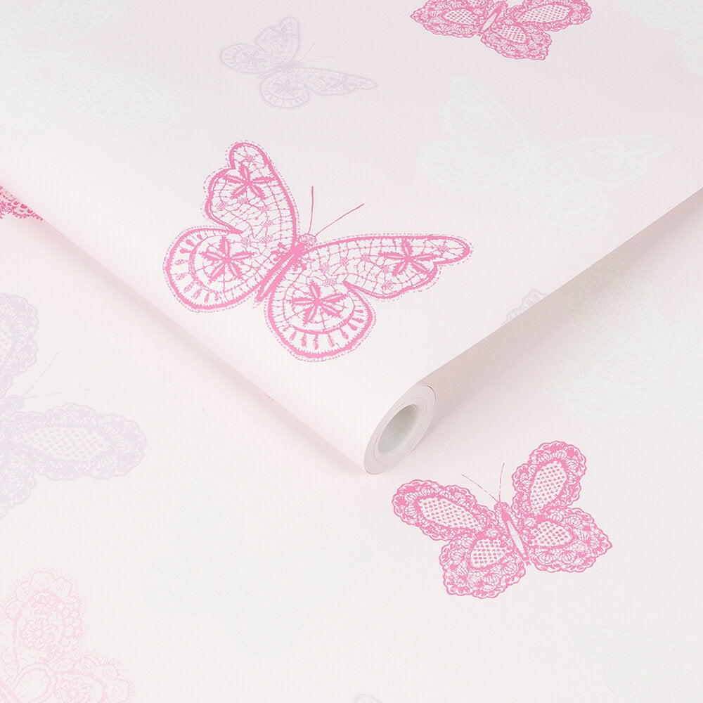 Butterfly Nursey Room Wallpaper - Pink