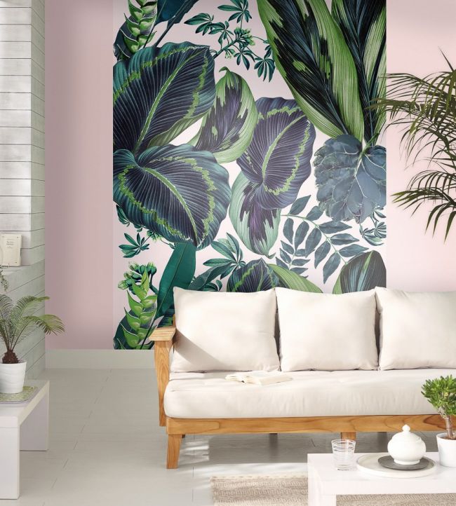 The Pink Jungle Room Wallpaper - Green