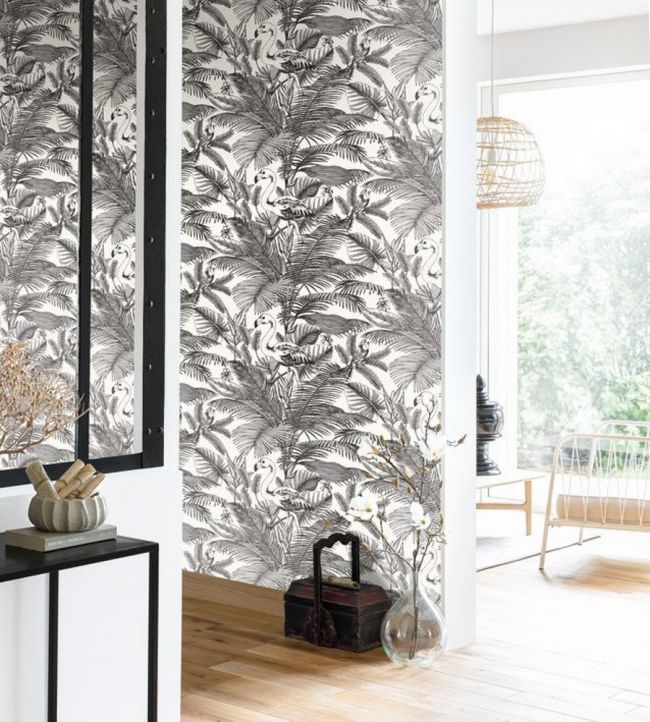 Tropical World Room Wallpaper - Gray