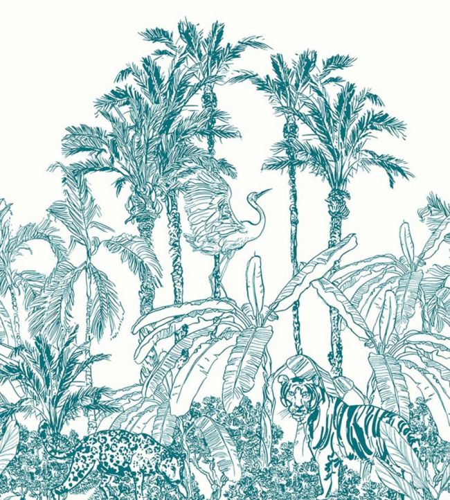 La Jungle Enchantee Wallpaper - Blue