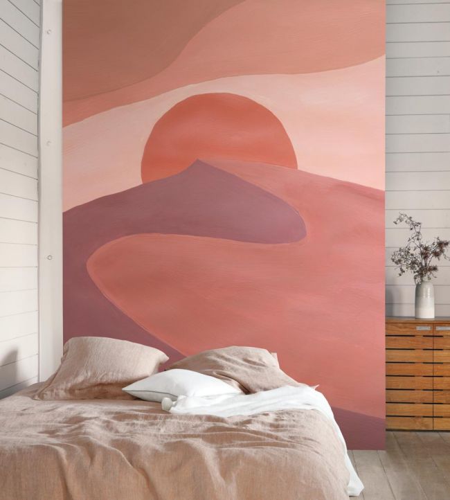 Sunset Desert Room Wallpaper - Pink