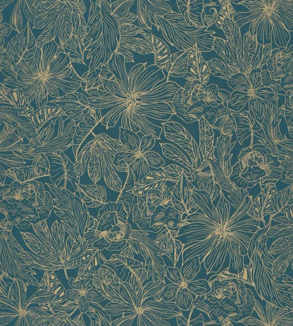 Tropical Sun Metallic Wallpaper - Blue