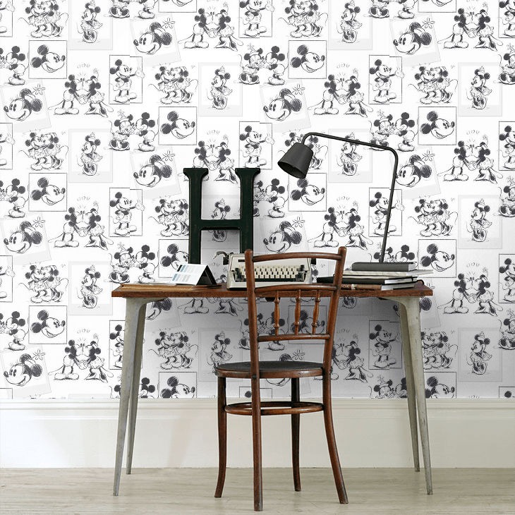Mickey & Minnie sketch Nursey Room Wallpaper 9 - White
