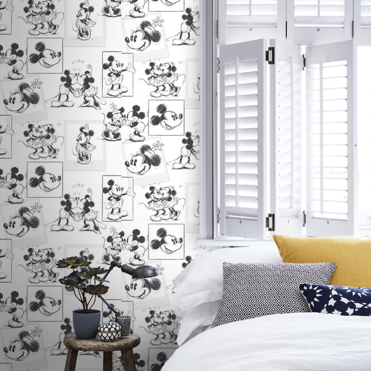 Mickey & Minnie sketch Nursey Room Wallpaper 5 - White