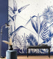 Tropical Night Room Wallpaper - Blue