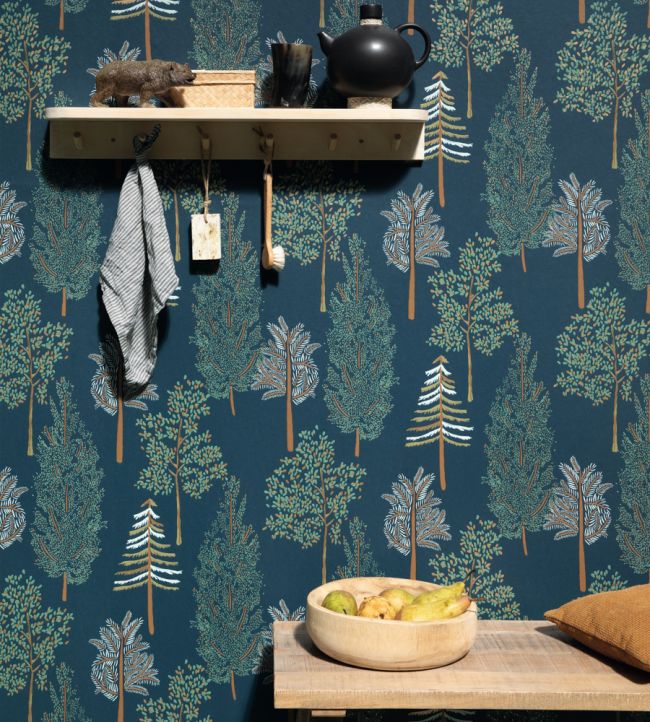 The Tree House Room Wallpaper - Blue