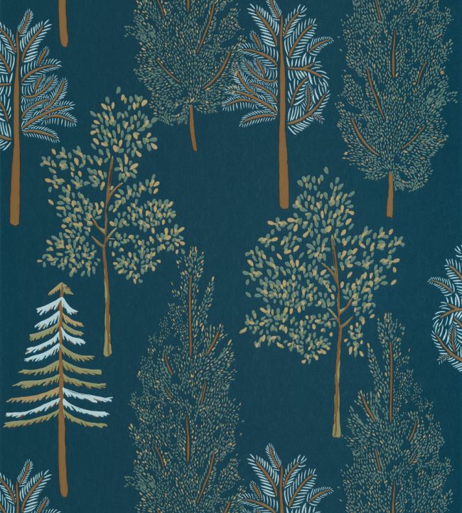 The Tree House Wallpaper - Blue 