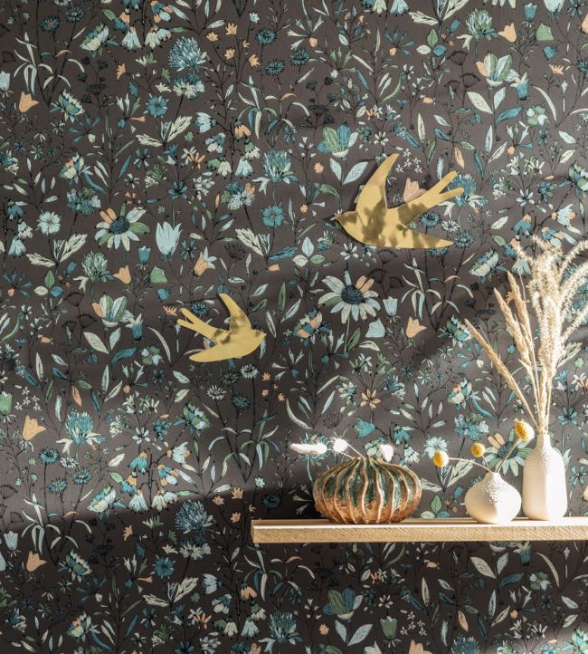 Jardin De Giverny Room Wallpaper - Blue