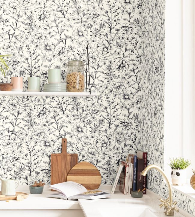 Jardin De Beauregard Room Wallpaper - Gray