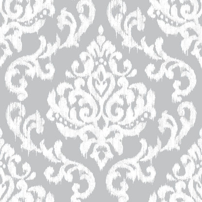 Indian Ink Damask Wallpaper - Gray