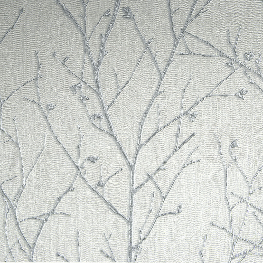 Water Silk Sprig Wallpaper - Silver 