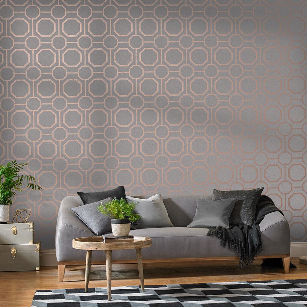 Sashiko Room Wallpaper - Gray