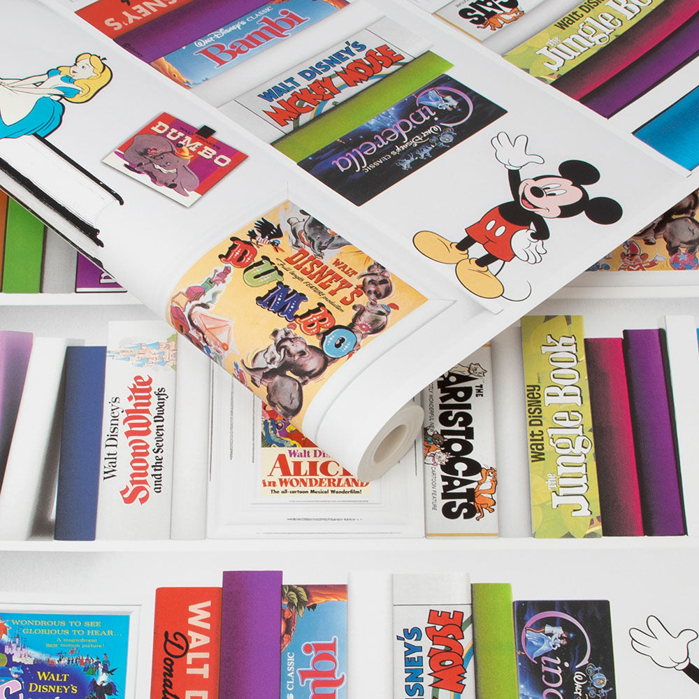 Disney Bookshelf Nursey Wallpaper - Multicolor