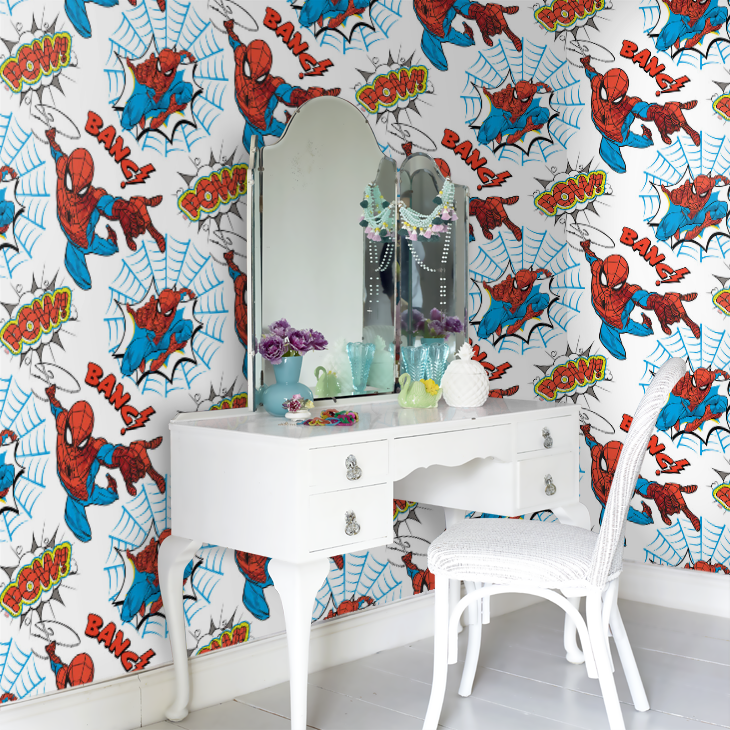 Spiderman Pow! Nursey Room Wallpaper 8 - Multicolor