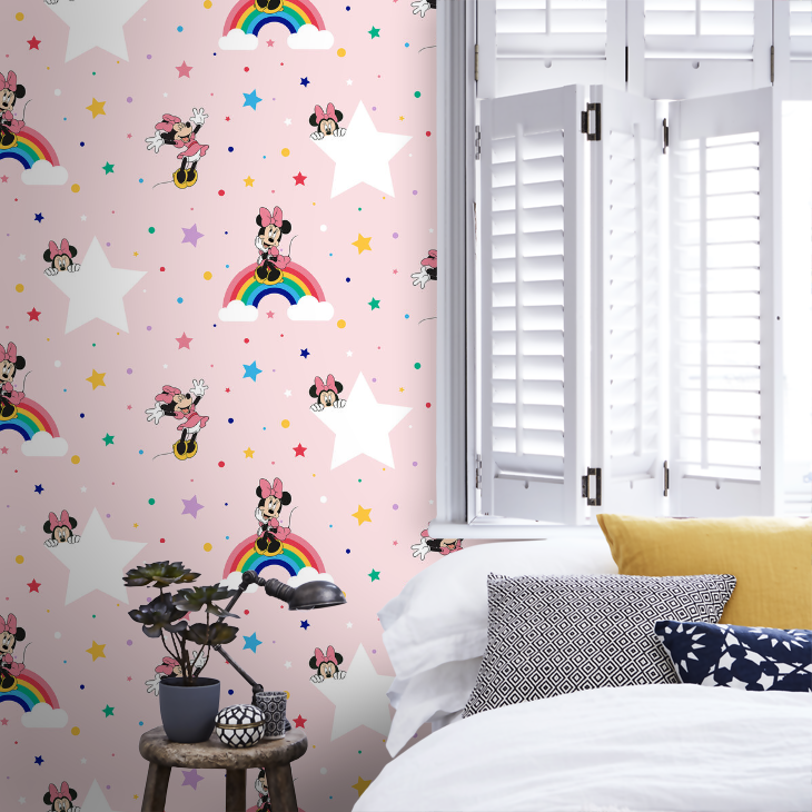 Rainbow Minnie Nursey Room Wallpaper 9 - Pink