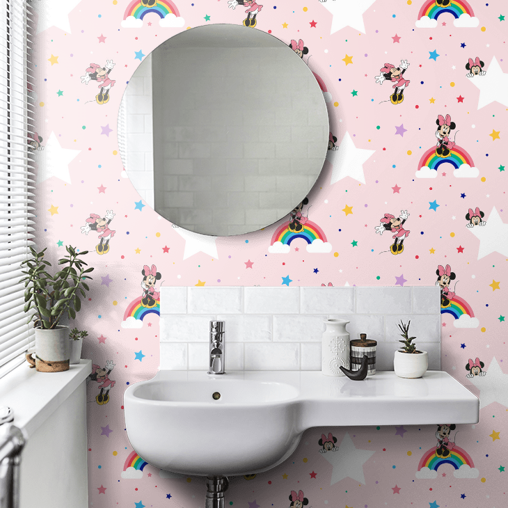 Rainbow Minnie Nursey Room Wallpaper 10 - Pink