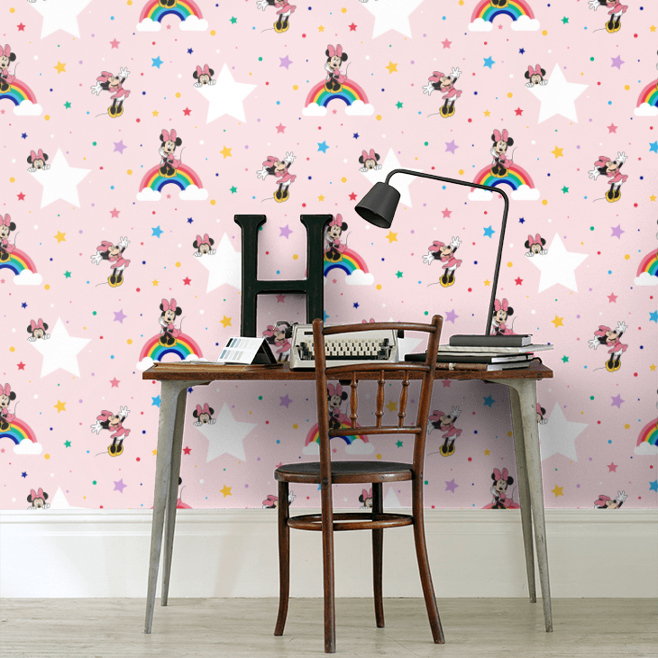 Rainbow Minnie Nursey Room Wallpaper 6 - Pink