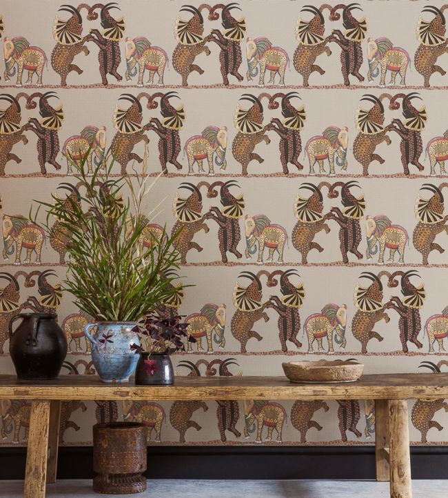 Safari Dance Wallpaper - Sand - Cole & Son