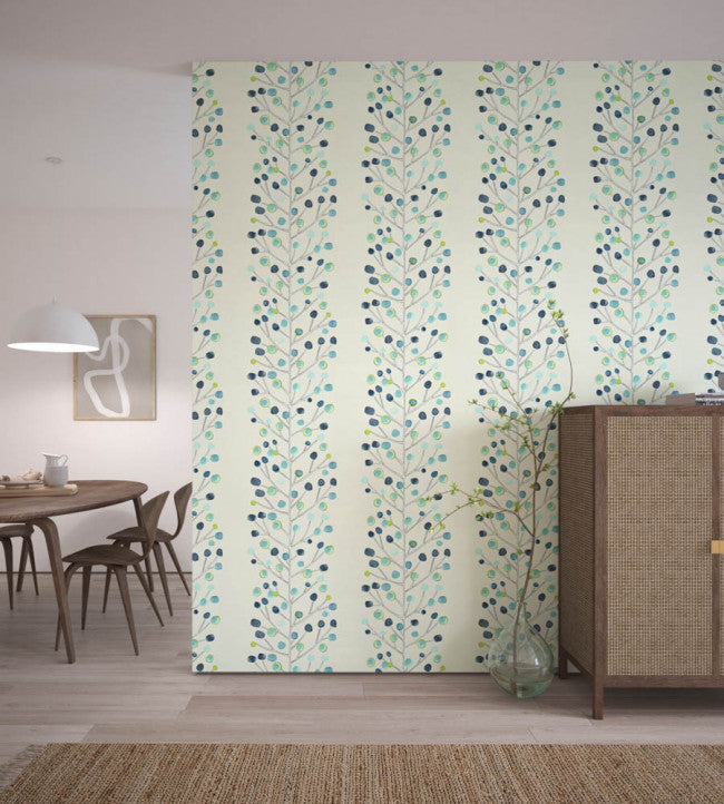 Berry Tree Room Wallpaper - Blue