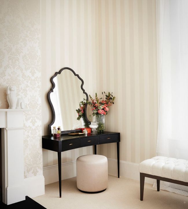 Glastonbury Stripe Wallpaper - Cream - Cole & Son