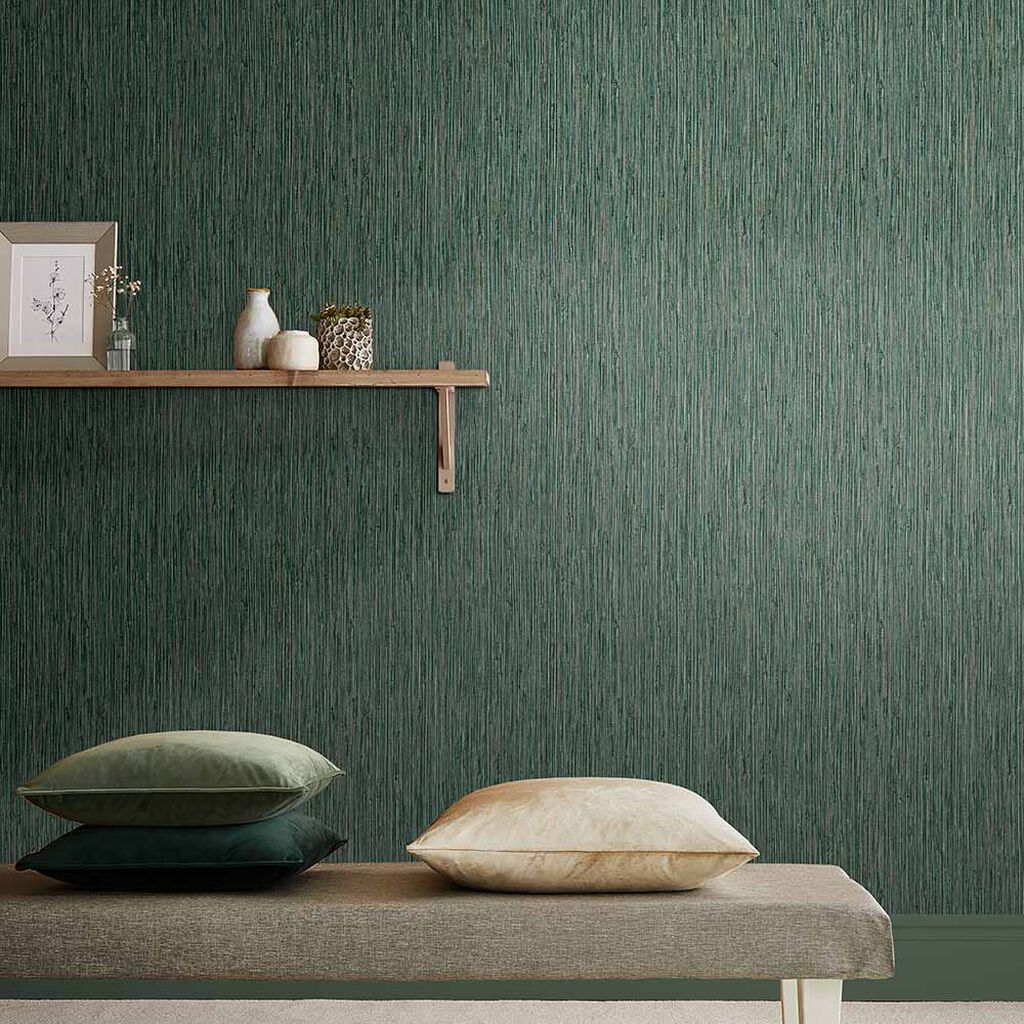 Grasscloth Texture Room Wallpaper 3 - Green