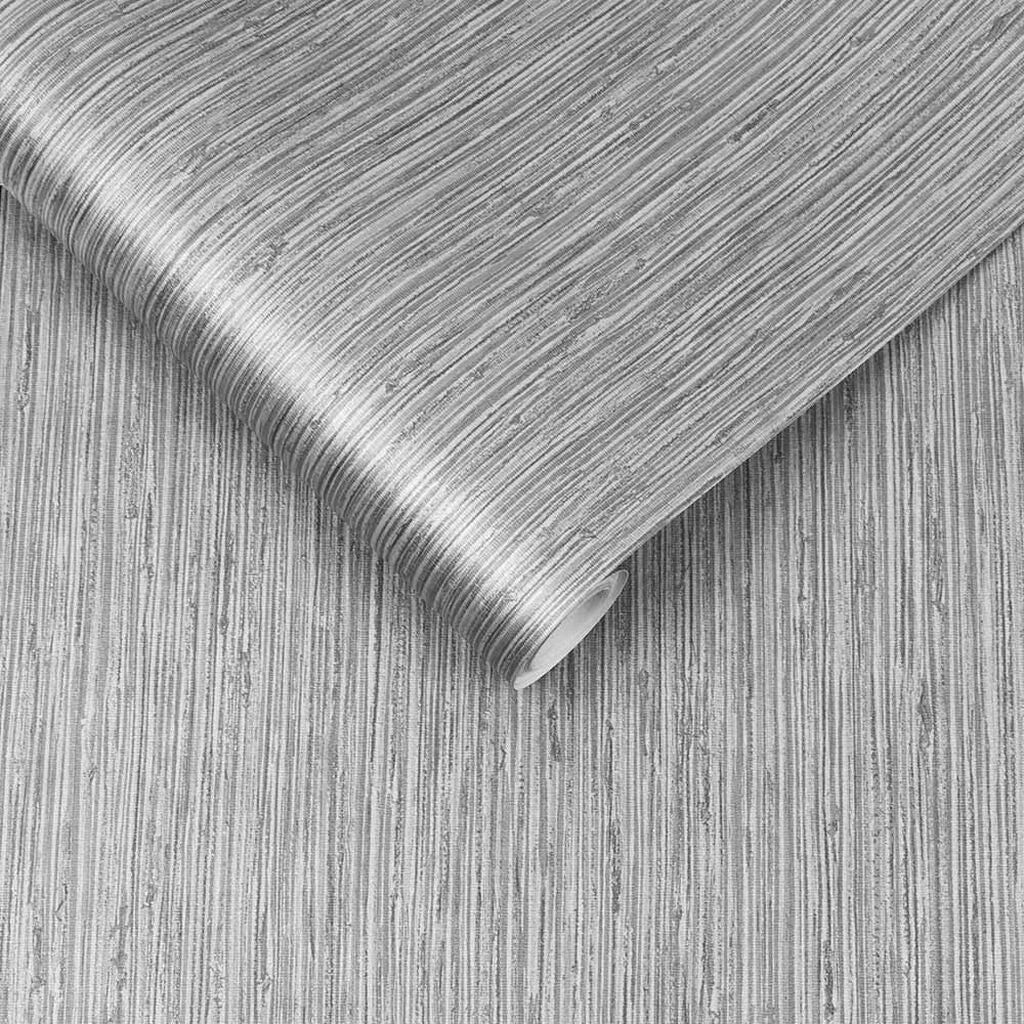 Grasscloth Texture Room Wallpaper - Gray