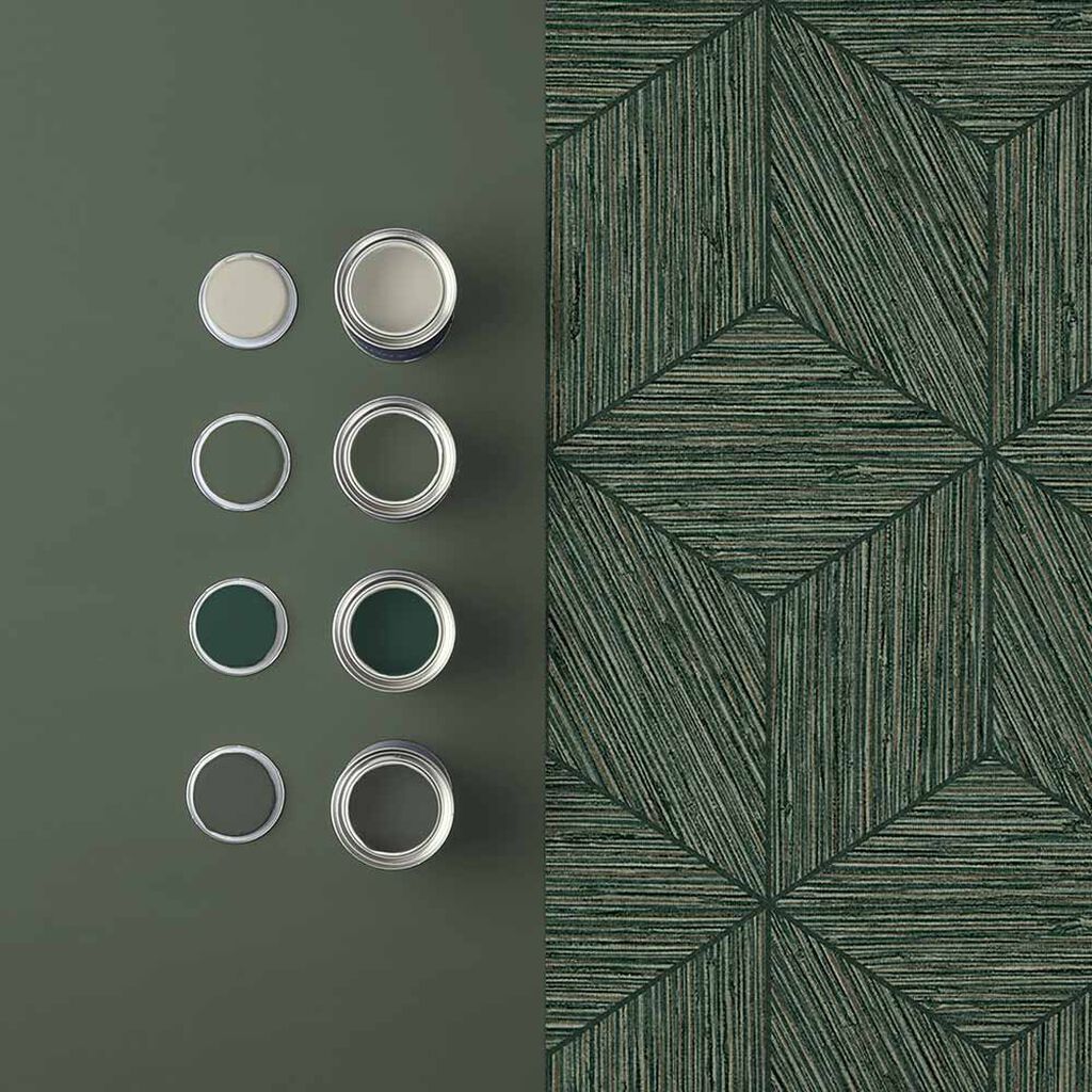 Grasscloth Geo Room Wallpaper 2 - Green