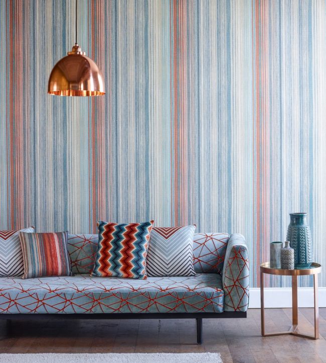 Spectro Stripe Room Wallpaper - Blue