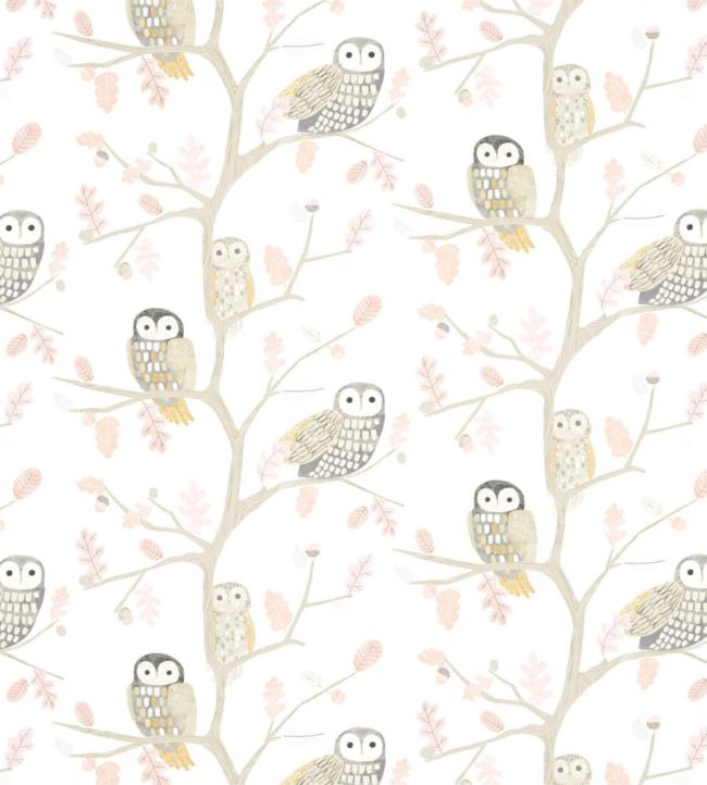 Little Owls Wallpaper - Pink