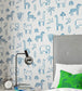 Funky Jungle Nursey Room Wallpaper - Blue