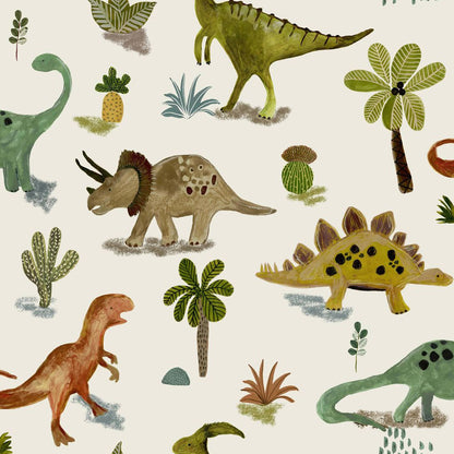 Dinosaur & Friends Nursey Wallpaper - Multicolor