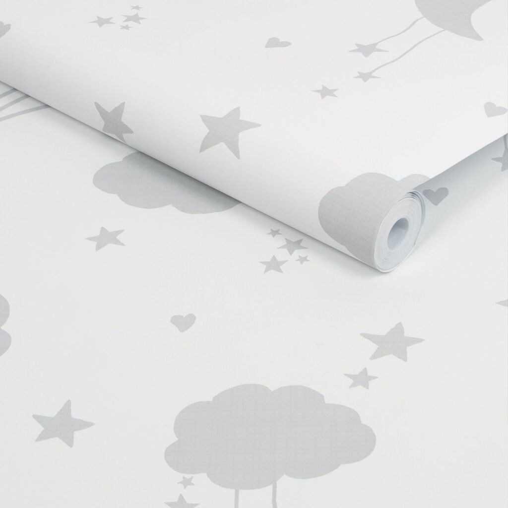 Moon & Stars Nursey Room Wallpaper 2 - Gray