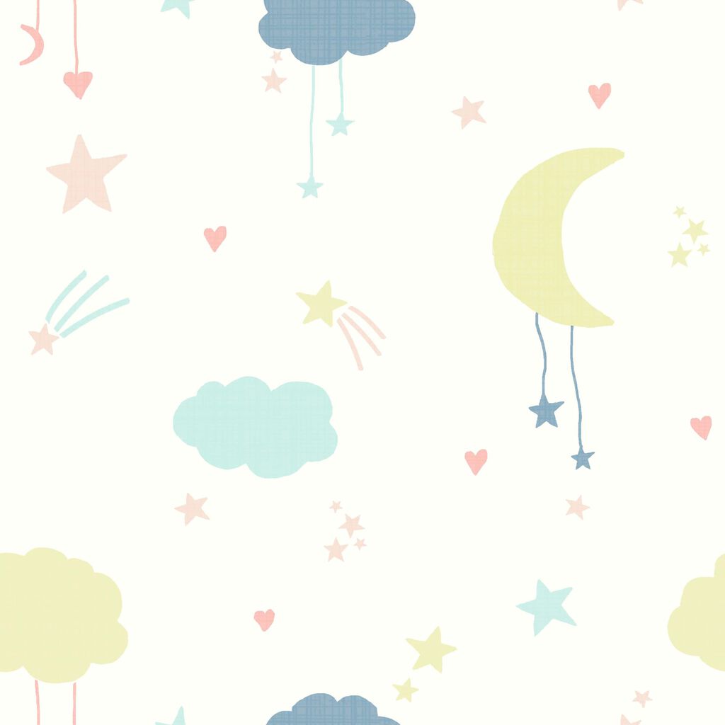 Moon & Stars Nursey Wallpaper - Multicolor