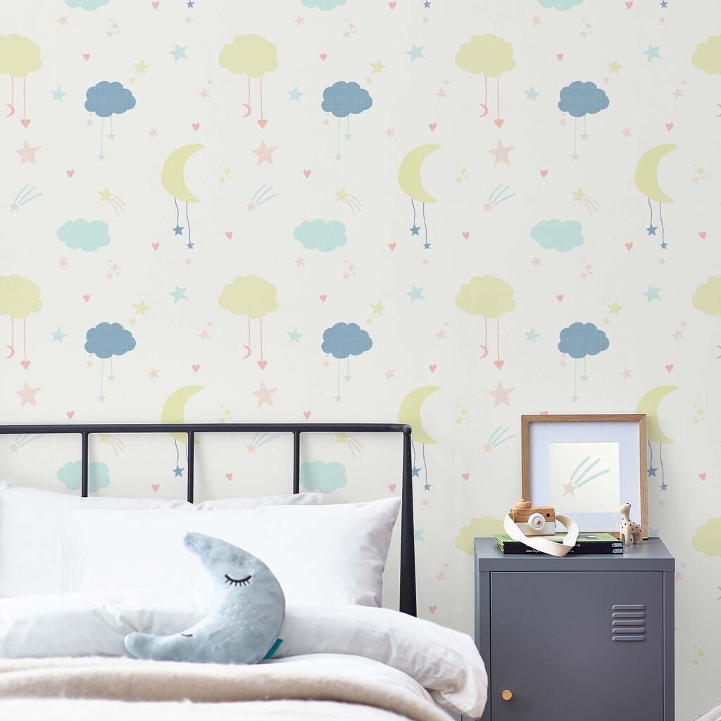 Moon & Stars Nursey Room Wallpaper - Multicolor