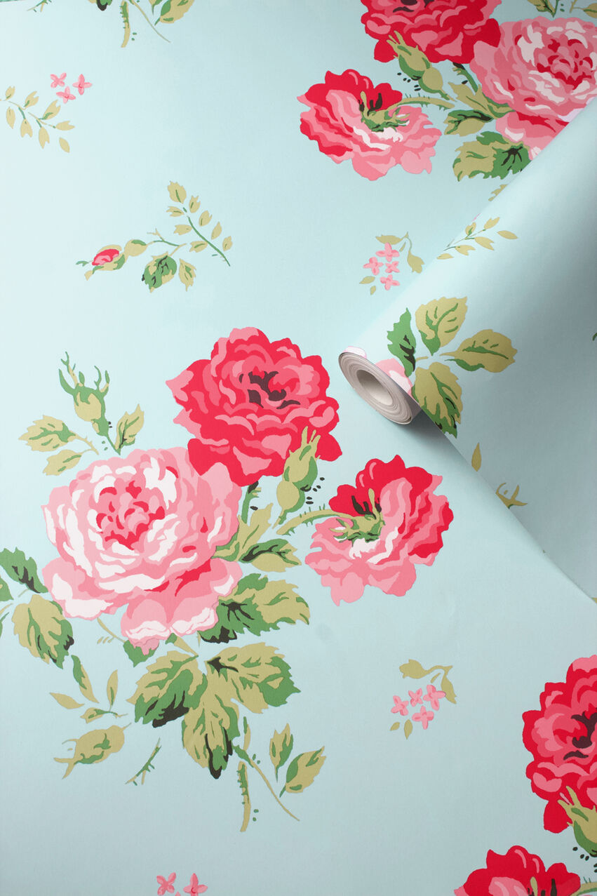 Antique Rose Room Wallpaper - Teal