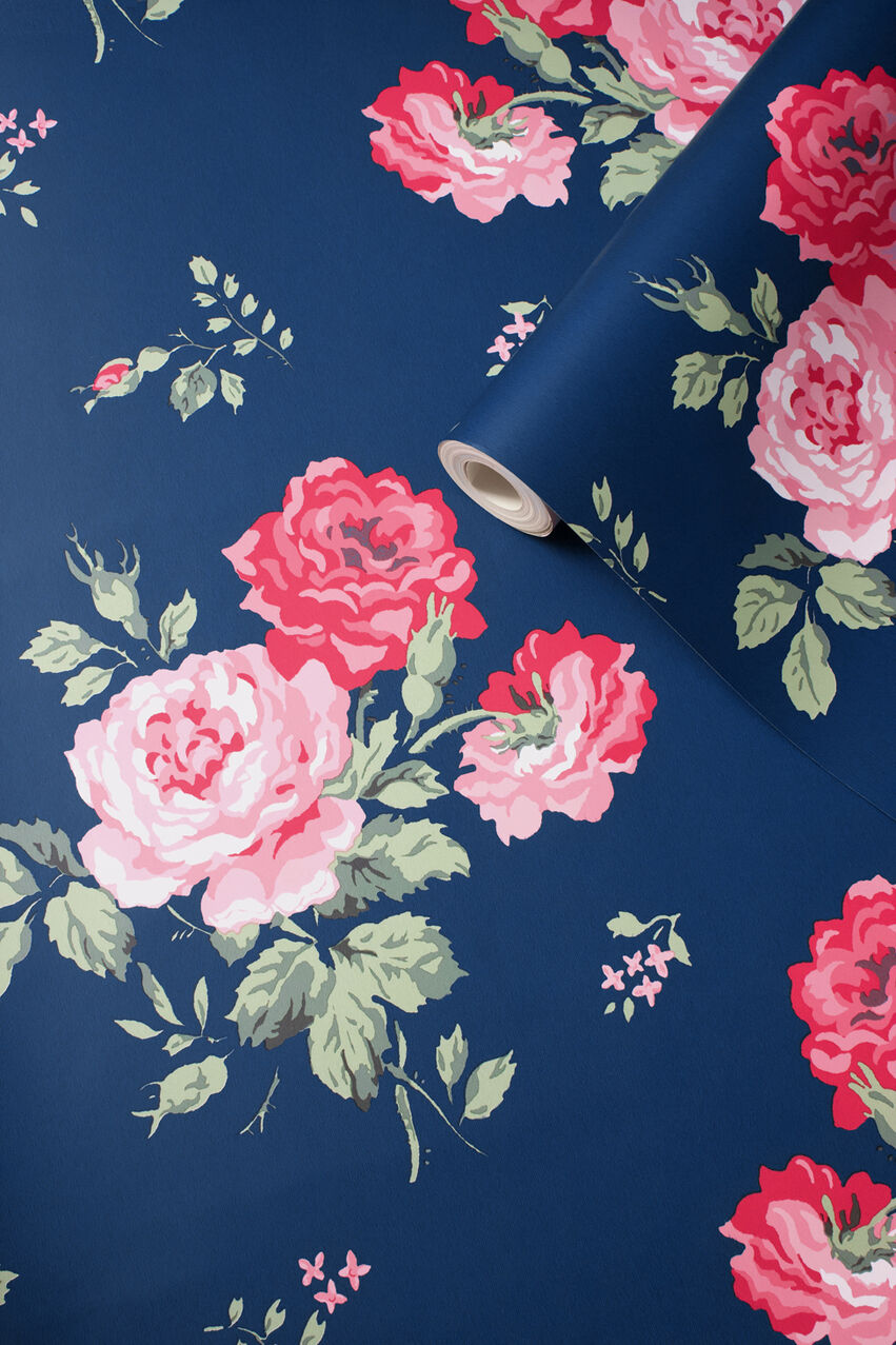 Antique Rose Room Wallpaper - Blue
