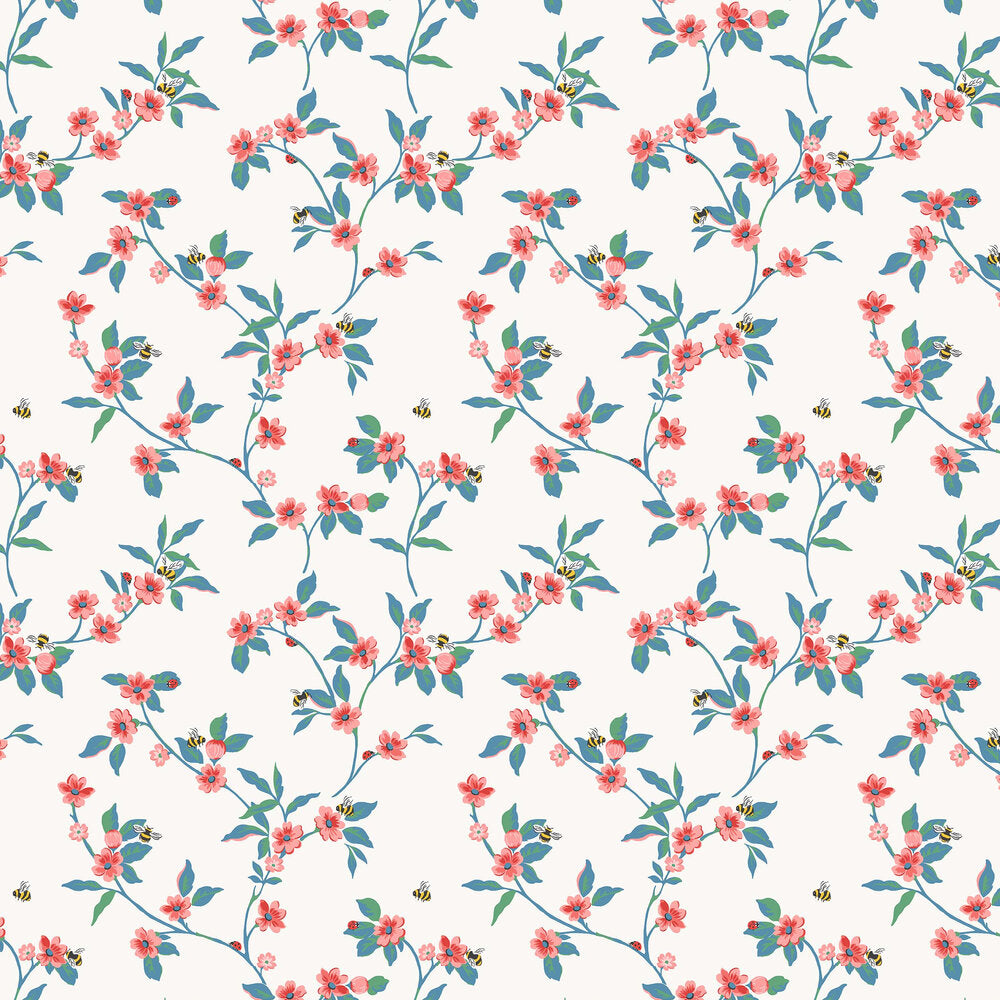 Greenwich Flowers Wallpaper - Teal