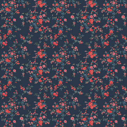 Millfield Rose Wallpaper - Blue