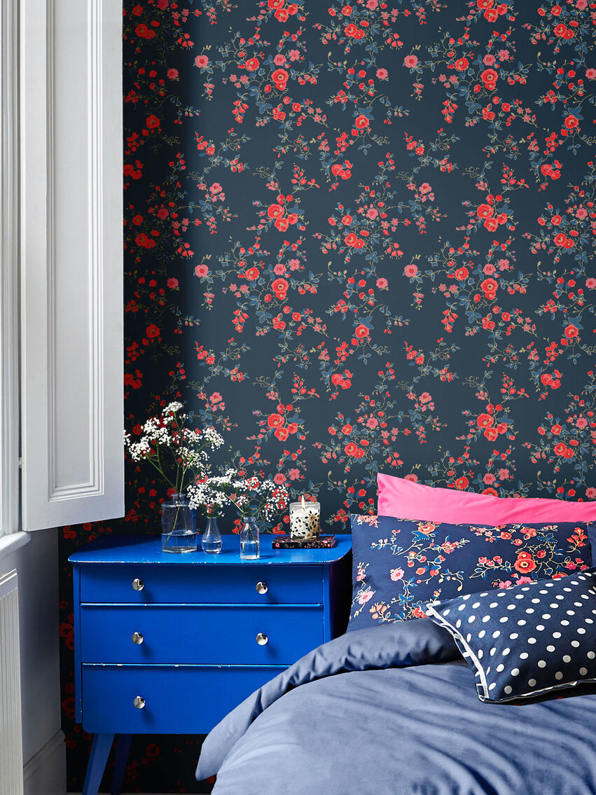 Millfield Rose Room Wallpaper - Blue