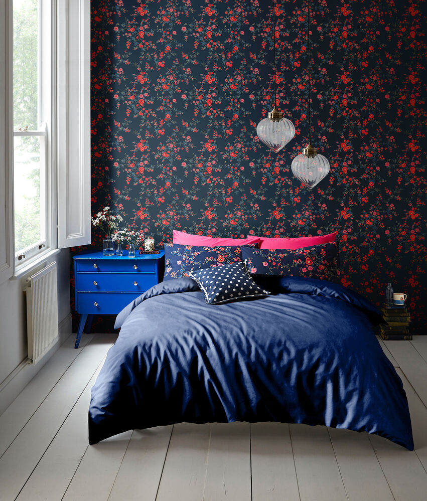 Millfield Rose Room Wallpaper - Blue