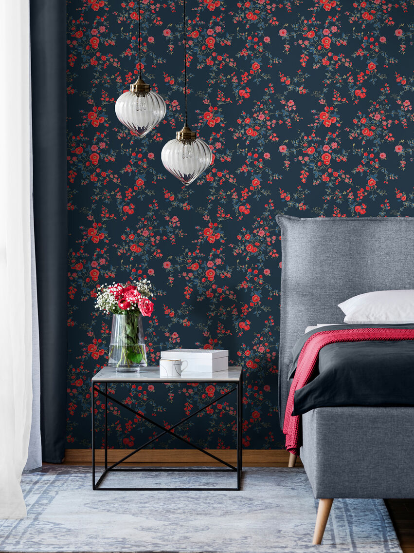 Millfield Rose Room Wallpaper - Blue