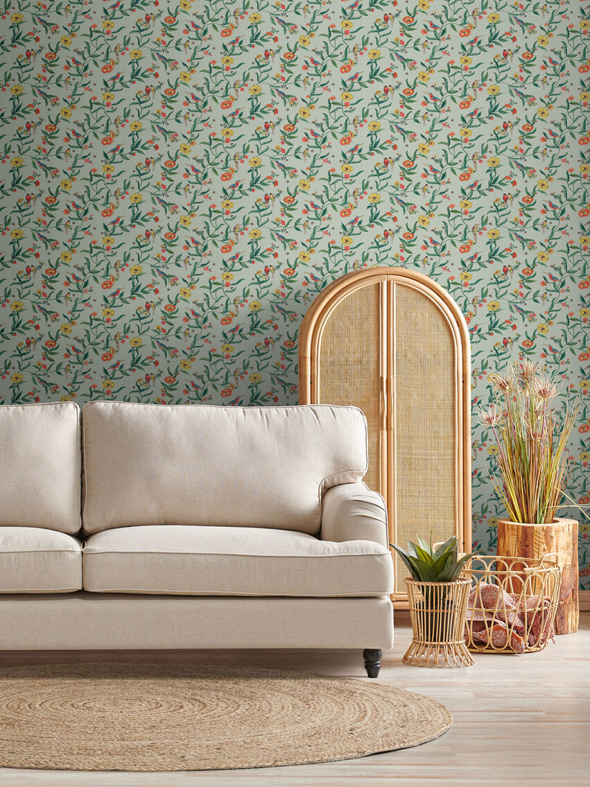 Summer Birds Room Wallpaper - Green