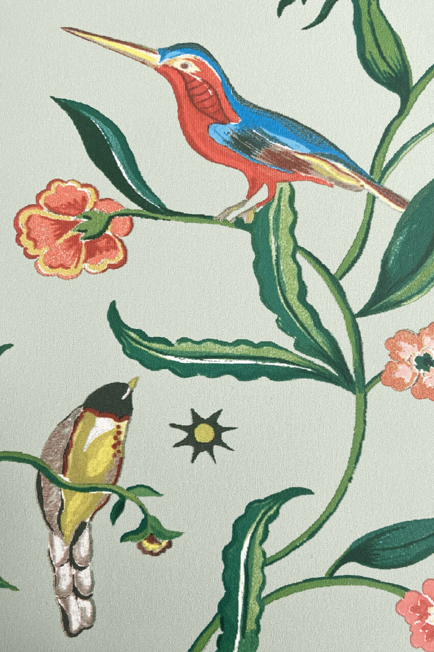 Summer Birds Room Wallpaper - Green