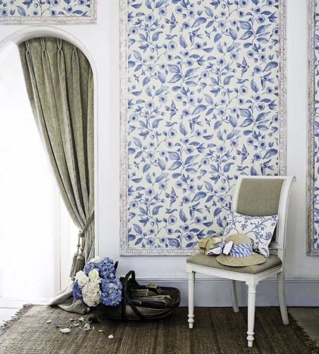 Bird Blossom Room Wallpaper 2 - Blue