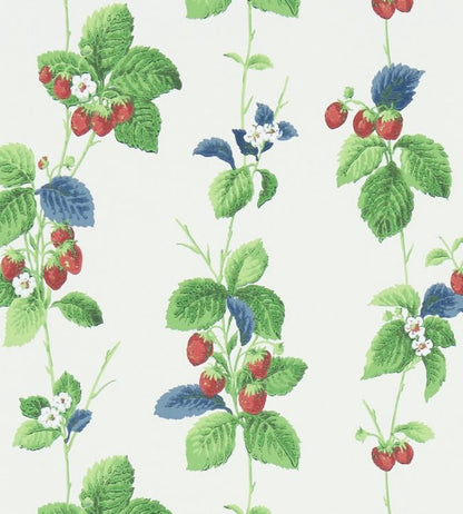 Summer Strawberries Wallpaper - Green