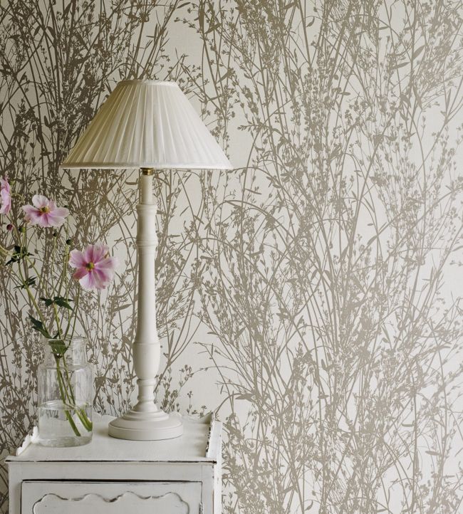 Meadow Canvas Room Wallpaper - Gray